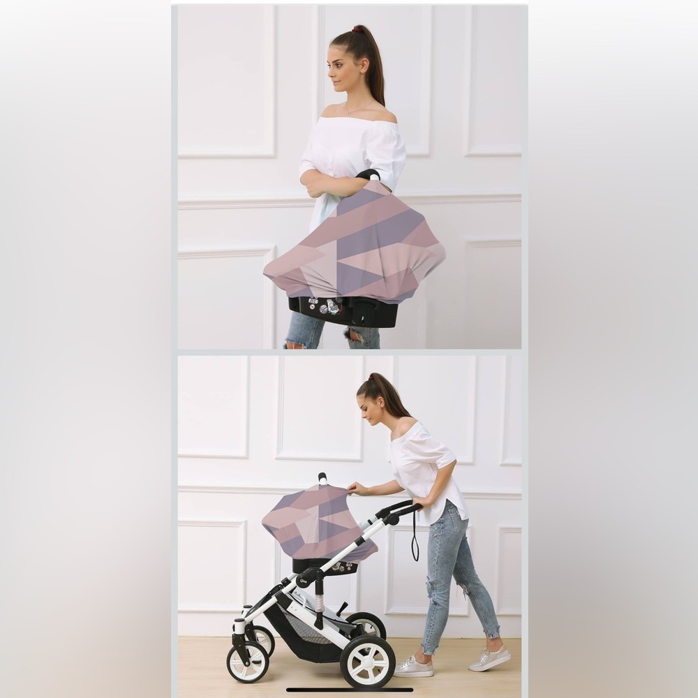 Pink and Purple Geometric Carseat Cover